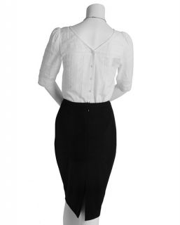New $320 Lyell Mayle Black Stretch Wool Siren Pencil Dress Skirt Must