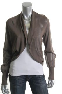 Anne Klein New Brown Long Sleeves Shawl Collar Cardigan Sweater Top M