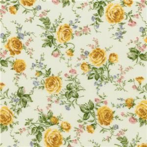 Tyler Texas Rose Parade Shabby Floral Fabric Bom Quilt Kit Blue Yellow