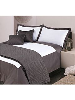 Hotel Collection Oxford king duvet cover set white & grey   