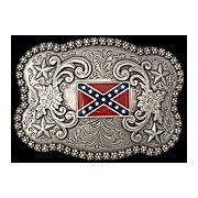 New M F Western Products Silver Scalloped Rebel Flag