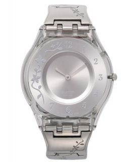 Swatch Watch, Womens Swiss Elegantly Framed Stainless Steel and White
