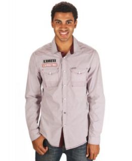 Marc Ecko Cut & Sew Shirt, Long Sleeve Plaid Trim Western Shirt   Mens