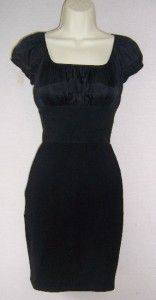 MSSP Black Silk Cap Sleeve Stretch Spandex Pencil Cocktail Dress M 8