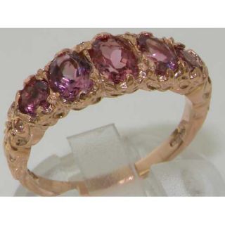 14k Rose Gold Luxury Vibrant Pink Tourmaline Eternity Band Ring
