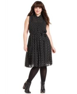 American Rag Plus Size Dress, Sleeveless Polka Dot Print Shirtdress
