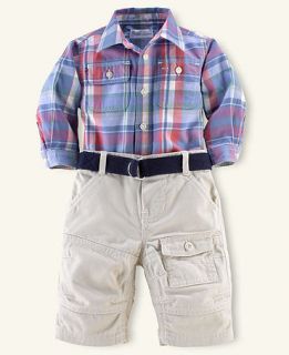 Ralph Lauren Baby Set, Baby Boys Plaid Shirt and Pant Set   Kids