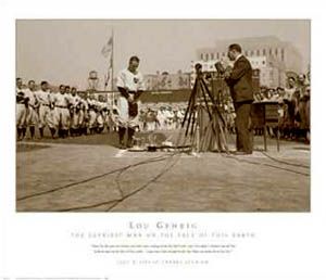 Lou Gehrig Luckiest Man 1939 New York Yankees Poster