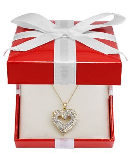 Diamond Necklace, 10k Gold Diamond Baguette Heart Necklace (3/8 ct. t