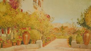 Perkins Impressionism Landscape Italian Mediterranean Courtyard WC