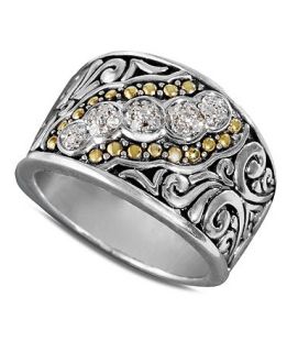 Ring, 18k Gold and Sterling Silver Diamond Swirl Ring (1/10 ct. t.w