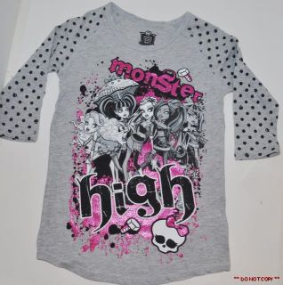 New Monster High Girls Polka Dot Shirt Top Size 10 12