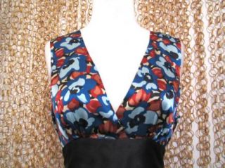 by Jodi Arnold Colorful Floral Print Silk Tie Back Blouse Shirt sz M