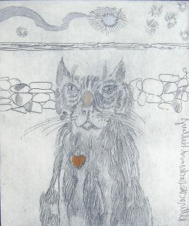 1985 Craig Rubadoux Cat Sarasota Art Halley’s Comet Kitten Hand