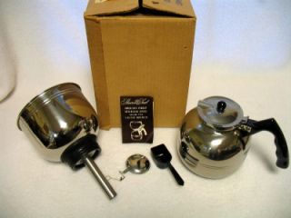 Vintage Cory Stainless Steel Vacuum Coffee Pot Brewer New in Box