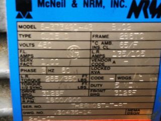 Dual Shaft McNeil & NRM Motor 135/105 amp 1800/900 RPM 460v 3 ph 6
