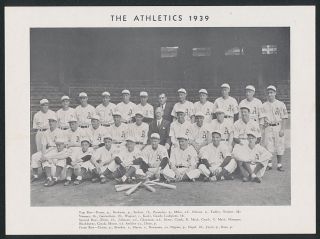 Vintage 1939 Philadelphia Athletics Team 7 x 9 1 2 Glossy Photo