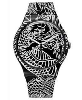 Swatch Watch, Unisex Swiss Fired Snake Black Graphic Printed Silicone