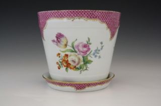 19c German Meissen Porcelain Flower Pot Jardiniere Cache Pot Hand