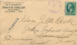 CA 1880 Cover ft Madison Iowa Forwarded
