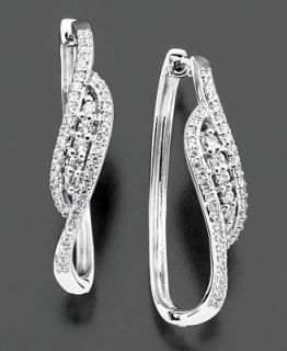 Wrapped in Love™ 14k White Gold Earrings, Diamond Hoop (1/2 ct. t.w