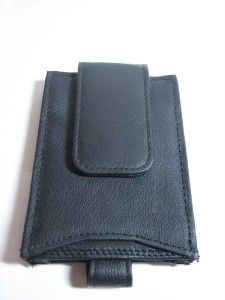 Black Leather Magnetic Money Clip Wallet ID Card Holder