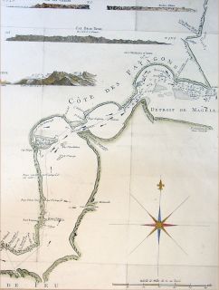 Cook Large Antique Map of The Straits of Magellan South America