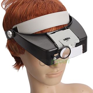 New 10x Lighted Magnifying Glass Headset LED Light Head Headband
