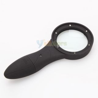 4X Magnifier Magnifying Glass with 6 LED Lights Currency Jewelry Loupe