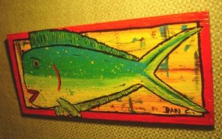 Mahi Mahi Dolphin Fish Original Painting Outsider Folk Naive Pop Raw