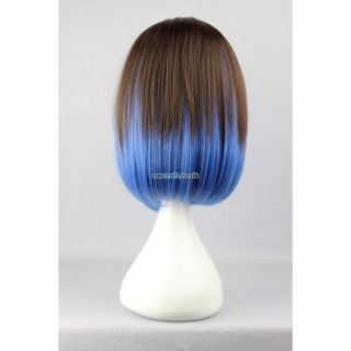brown blue bob two toned lolita cosplay wig, UK SELLER, Maia style