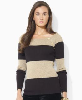 Lauren Ralph Lauren Petite Sweater, Long Sleeve Striped Boat Neck