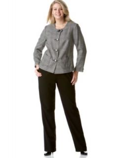 JM Collection Plus Size Notched Collar Jacket & Pull On Pants   Plus