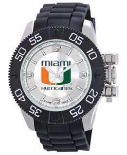 Game Time Watch, Mens University of Miami Black Polyurethane Strap