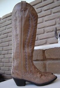Gorgeous Larry Mahan Snakeskin Tall Womens Cowboy Boots Size 5 5