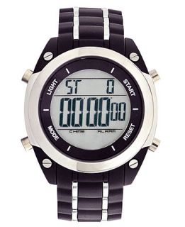 Unlisted Watch, Mens Digital Silver and Black Rubber Strap 48mm