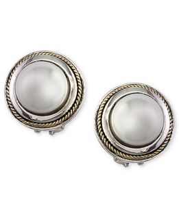 EFFY Collection Pearl Earrings, 18k Gold and Sterling Silver Cultured