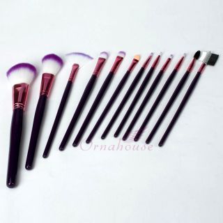 12 Pcs Purple Makeup Brush Cosmetic Set Eyeshadow Powder Brush Purple