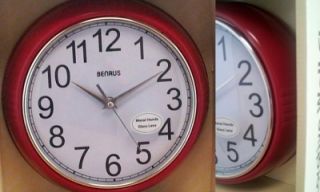 Benrus Retro Vintage Style Wall Clock Red 10 Front Side Views New in