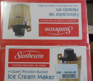 Sunbeam FRSBWDBK 4 Quart Ice Cream Wooden Bucket $80 Retail