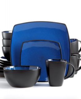 Denby Dinnerware, Duets Black and Blue 4 Piece Place Setting   Casual
