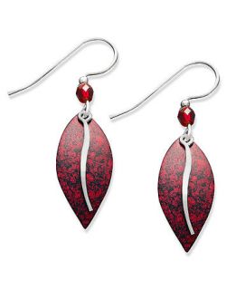 Jody Coyote Sterling Silver Earrings, Red Patina Bronze Red Crystal