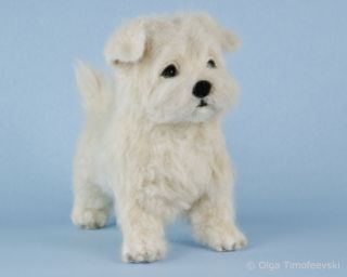 Maltese Puppy Coco Needle Felted OOAK Dog Figurine by Toby Award