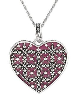 Genevieve & Grace Sterling Silver Necklace, Marcasite and Purple Epoxy