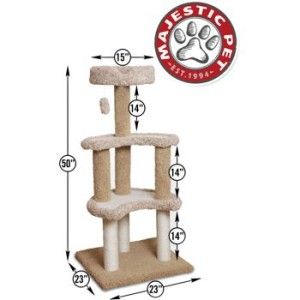 Majestic Pet 50 Cat Tree Deluxe Carpeted Sherpa Moon 3 Sisal