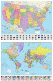 USA United States World Wall Maps Poster Murals