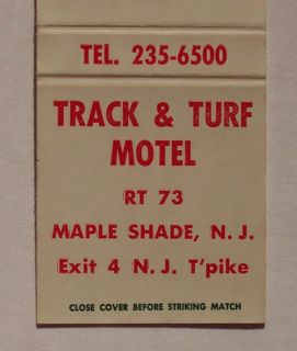 1960s Matchbook Track Turf Motel RT 73 Maple Shade NJ