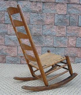 1800s Primitive Pennsylvania Tiger Maple Nursing Rocker Rocking Chair