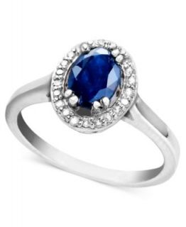 CRISLU Ring, Platinum Over Sterling Silver Clear and Sapphire Cubic