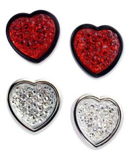 GUESS Earrings Set, Crystal Heart Stud Earrings Set